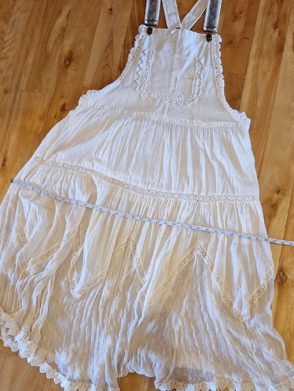 Free People Trails End Lace Crochet Vintage Overall Maxi Dress Skirtall XL - Picture 12 of 15